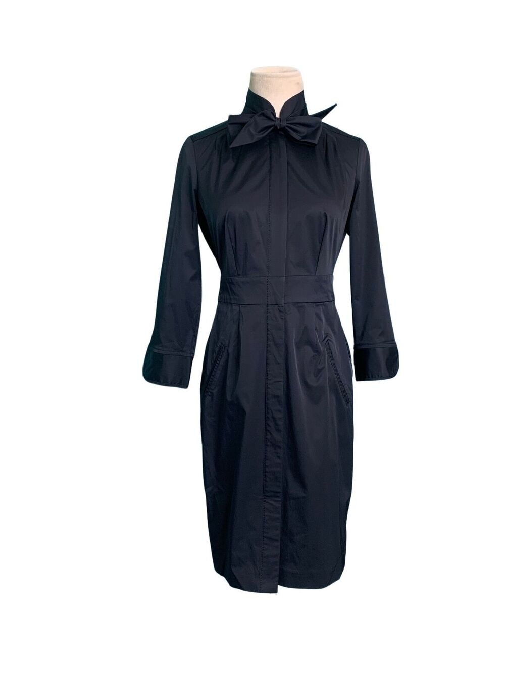 Club Monaco black 3/4 sleeves hidden buttons mini dress size 2